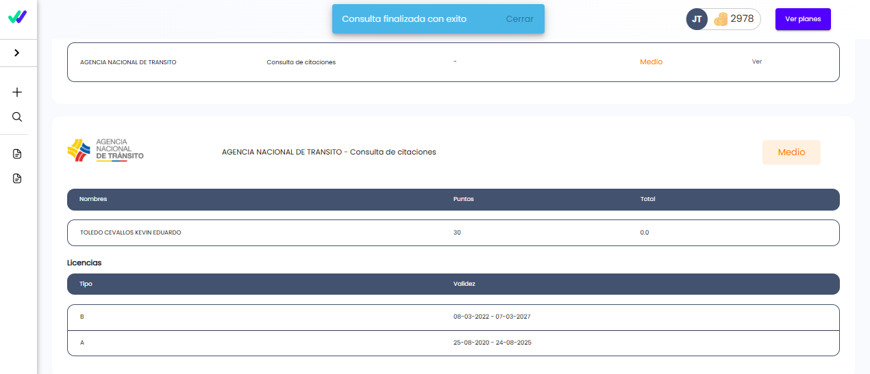 Multas, puntos y citaciones.